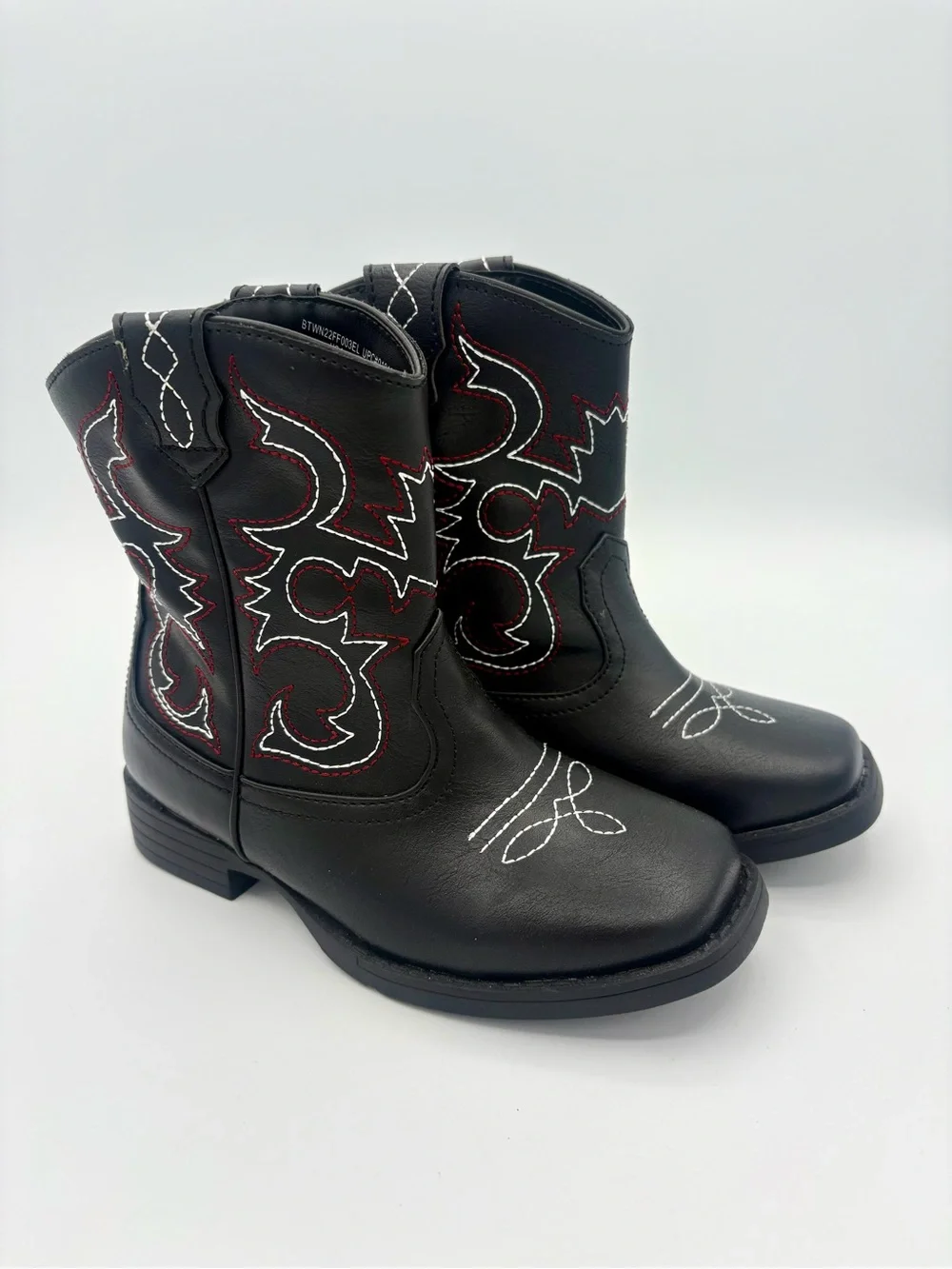 NEW Wonder Nation Toddler & Boys Cowboy Western Boots Black Red Costume Size 12